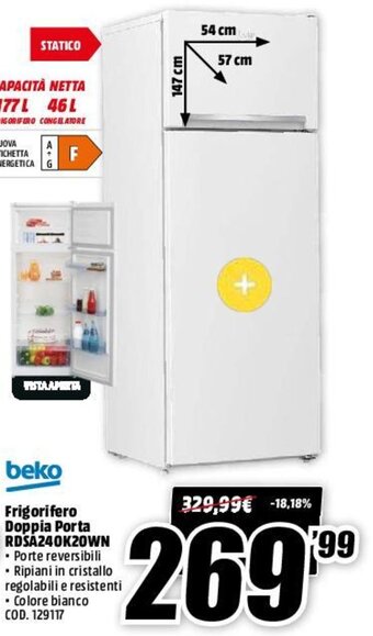 MediaWorld Beko Frigorifero Doppia Porta RDSA240K20WN offerta