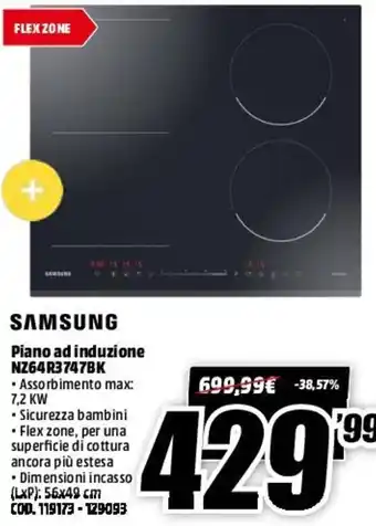 MediaWorld Samsung Piano Ad Induzione NZ64R3747BK offerta