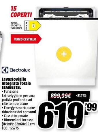 MediaWorld Electrolux Lavastoviglie Integrata Totale EEM69315L offerta