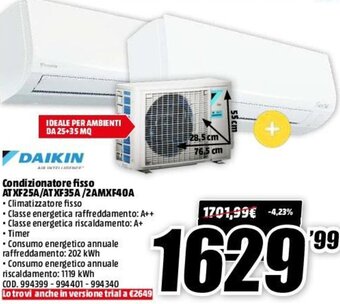 MediaWorld Daikin Condizionatore Fisso ATXF25A/ATXF35A/2AMXF40A offerta