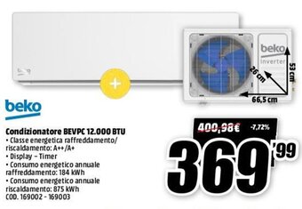 MediaWorld Beko Condizionatore BEVPC 12.000 BTU offerta