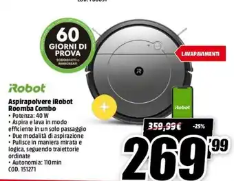 MediaWorld Robot Aspirapolvere iRobot Roomba Combo offerta