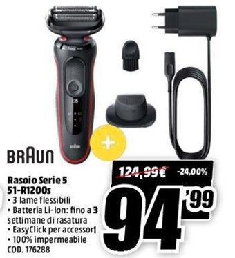 MediaWorld Braun Rasoio Serie 5 51-R1200s offerta