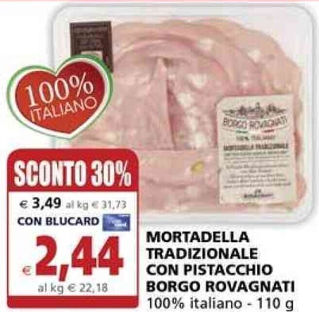 Rovagnati Mortadella Tradizionale Con Pistacchio 100 Italiano