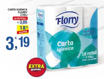 Qui Discount Florry Carta Igienica 2 veli 18 rotoli offerta