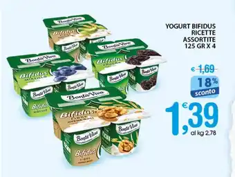 Qui Discount Bontà Viva Bifidus Yogurt Ricette Assortite 125 gr x 4 offerta