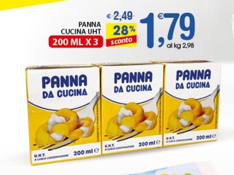 Qui Discount Panna Cucina UHT 200 ml x 3 offerta