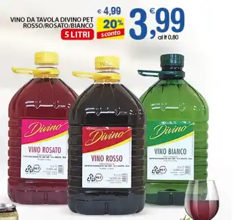 Divino Vino da Tavola Pet Rosso/Rosato/Bianco 5 litri
