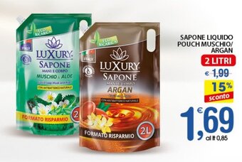 Qui Discount Sapone Liquido Pouch Muschio/Argan 2 litri offerta