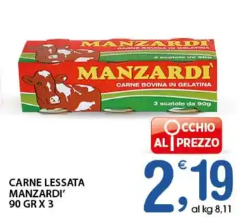 Qui Discount Manzardi' Carne Lessata 90 gr x 3 offerta