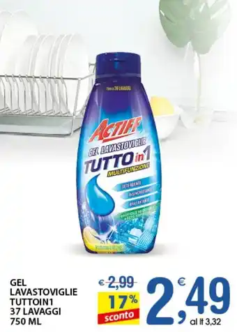 Qui Discount Actiff Gel Lavastoviglie Tutto in 1 37 Lavaggi 750 ml offerta