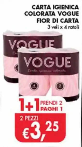 Supermercato Coal Fior di Carta Carta Igienica Colorata Vogue 3 veli x 4 rotoli 2 pezzi offerta