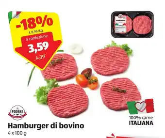 ALDI Il Podere Hamburger di bovino 4 x 100 g offerta
