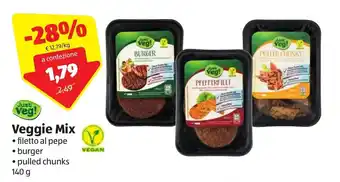 ALDI Just Veg! Veggi Mix filetto al pepe, burger, pulled chunks 140 g offerta