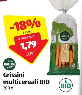 ALDI Natura felice Grissini multicereali Bio 200 g offerta