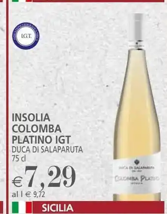 Il Gigante Insolia colomba platino igt 75cl offerta