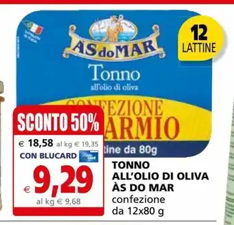 Il Gigante Tonno all'olio di oliva às do mar 12x80g offerta
