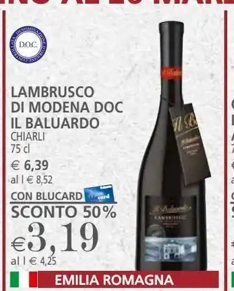 Il Gigante Lambrusco di modena doc il baluardo 75cl offerta
