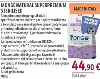 Il Gigante Monge natural superpremium syerilised 10kg offerta