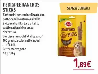 Il Gigante Pedigree ranchos sticks 40g/60g offerta