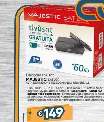 Il Gigante Decoder tivusat majestic sat 270 offerta