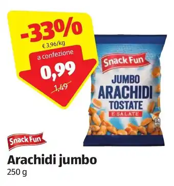 ALDI Snack Fun Arachidi jumbo 250 g offerta
