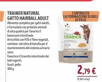 Trainer natural gatto hairball adult 300g