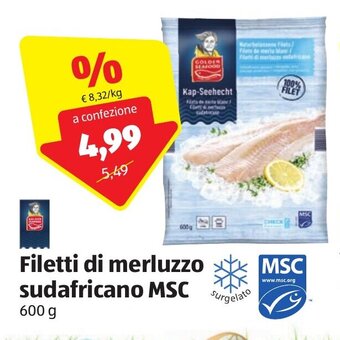 ALDI Filetti di merluzzo sudafricano MSC 600 g offerta