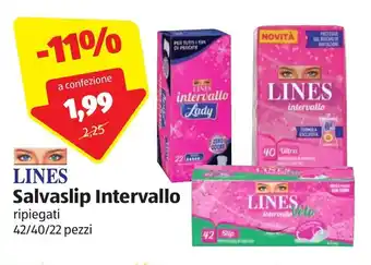 ALDI Lines Salvaslip Intervallo ripiegati 42/40/22 pezzi offerta