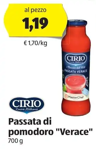 ALDI Cirio Passata di pomodoro "Verace" 700 g offerta