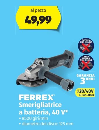 ALDI Ferrex Smerigliatrice a batteria, 40 V offerta