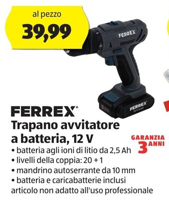 ALDI Ferrex Trapano avvitatore a batteria, 12 V offerta