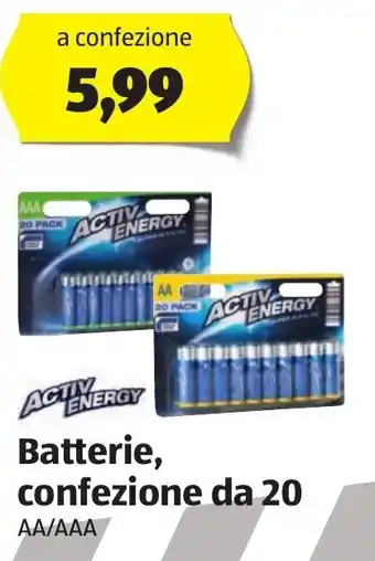 ALDI Activ Energy Batterie, confezione da 20 AA/AAA offerta