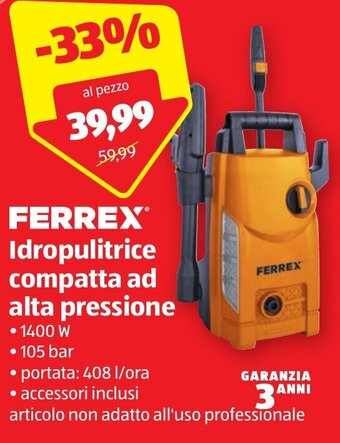 ALDI Ferrex Idropulitrice compatta ad alta pressione offerta
