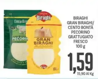 Supermercati Piccolo Biraghi Gran Biraghi/Cento Bontà Pecorino Grattugiato Fresco 100 g offerta