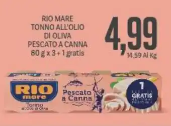 Supermercati Piccolo Rio Mare Tonno All'Olio di Oliva Pescato a Canna 80 g x 3 + 1 gratis offerta