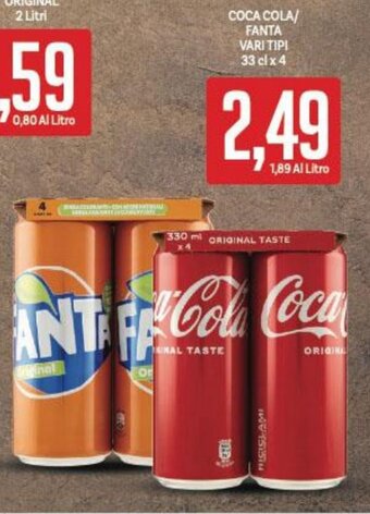 Supermercati Piccolo Coca Cola/Fanta vari tipi 33 cl x 4 offerta