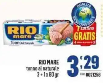 Gruppo di Palo Rio Mare Tonno al Naturale 3+1 x 80 gr offerta