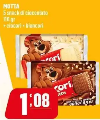 Motta 5 Snack di Cioccolato 110 gr ciocori/biancori