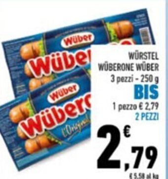 Conad Würstel Wüberone Wüber 3 pezzi 250 g offerta