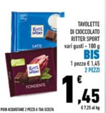 Conad Tavolette Di Cioccolato Ritter Sport vari gusti 100 g offerta