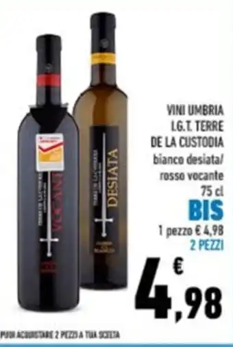 Conad Del La Custodia Umbria Vino LGT Terre bianca desiata/rosso vocante 75 cl offerta