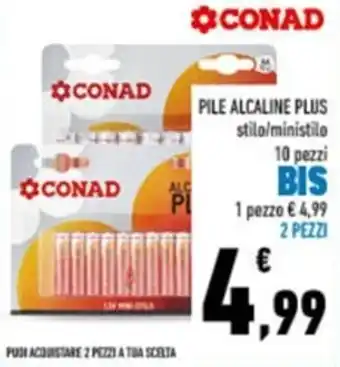 Conad Conad Pile Alcaline Plus stilo/ministilo 10 pezzi 2 pezzi offerta