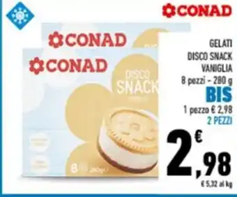 Conad Vaniglia Gelati Disco Snack 280 g 2 pezzi offerta