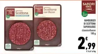 Conad Sapori & Idee di Scottona classico/bacon 180 g offerta