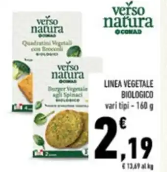 Conad Linea Vegetale Biologico vari tipi 160 g offerta