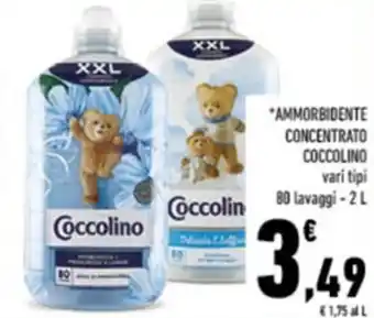 Conad Coccolino Ammorbidente Concentrato vati tipi 80 lavaggi 2 l offerta