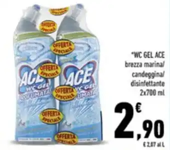 Conad Ace WC Gel Brezza marina/candeggina/disinfettante 2 x 700 ml offerta