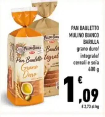 Conad Barilla Pan Bauletto Mulino Bianco grano duro/integrale/cereali e soia 400 g offerta
