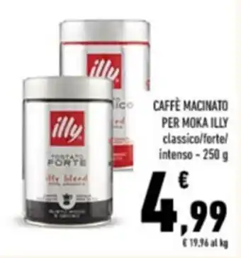 Conad Illy Caffè Macinato Per Moka classico/forte/intenso 250 g offerta